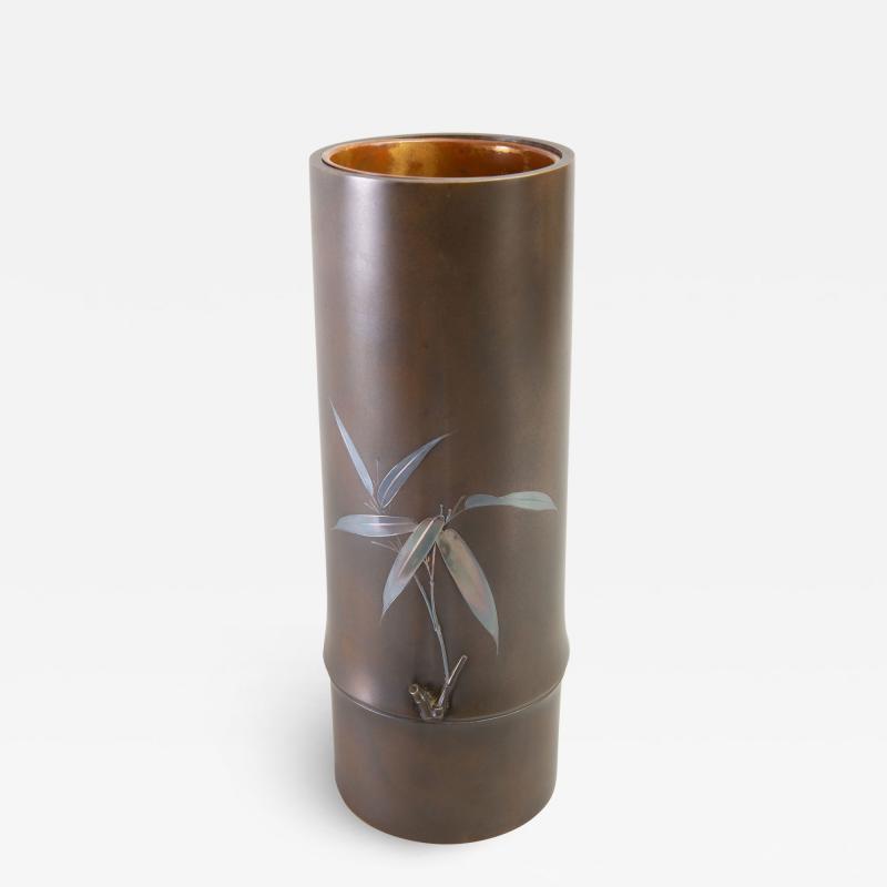 Japanese Bronze Vase in Bamboo Form