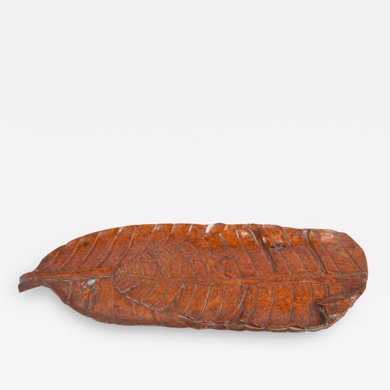 Japanese Carved Burl Banana Leaf Tray