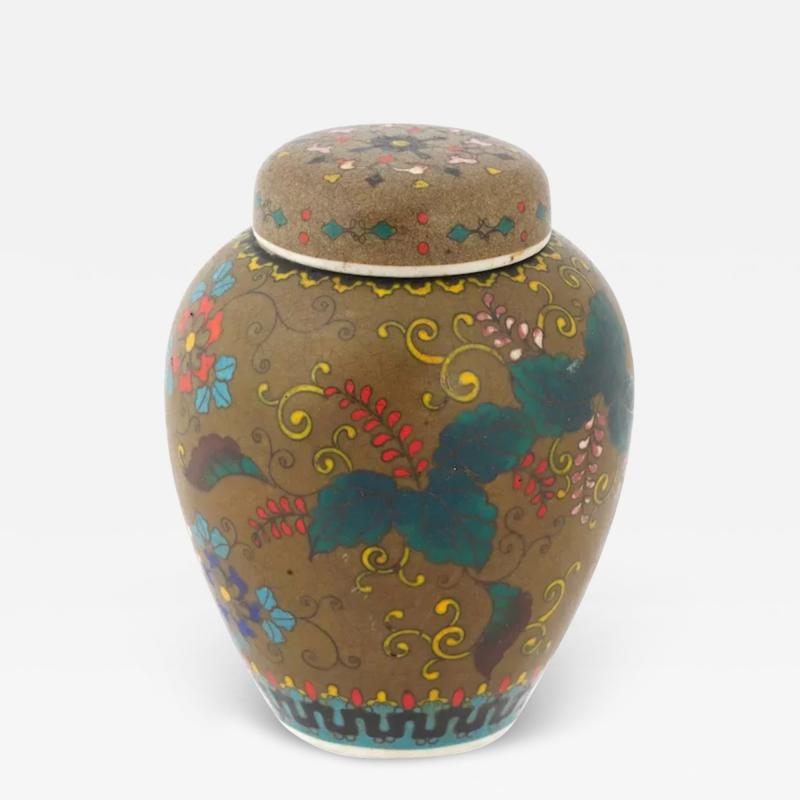 Japanese Cloisonne Totai Enamel Jar with Paulownia Flowers