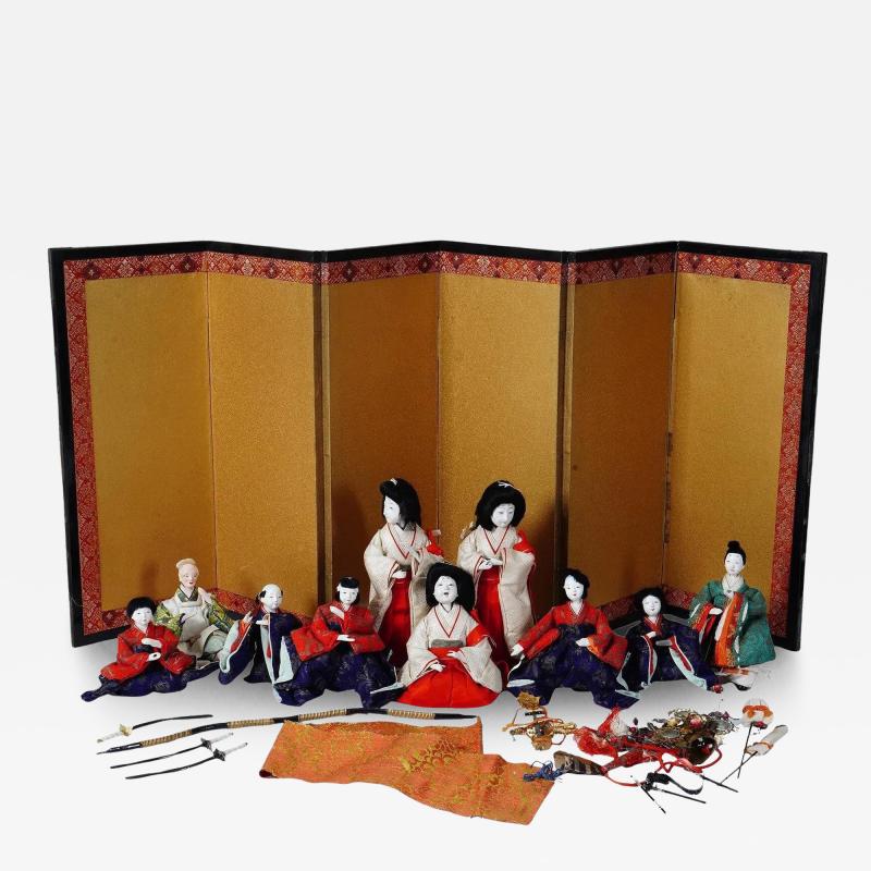 Japanese Doll Set With Screen And Other Pieces