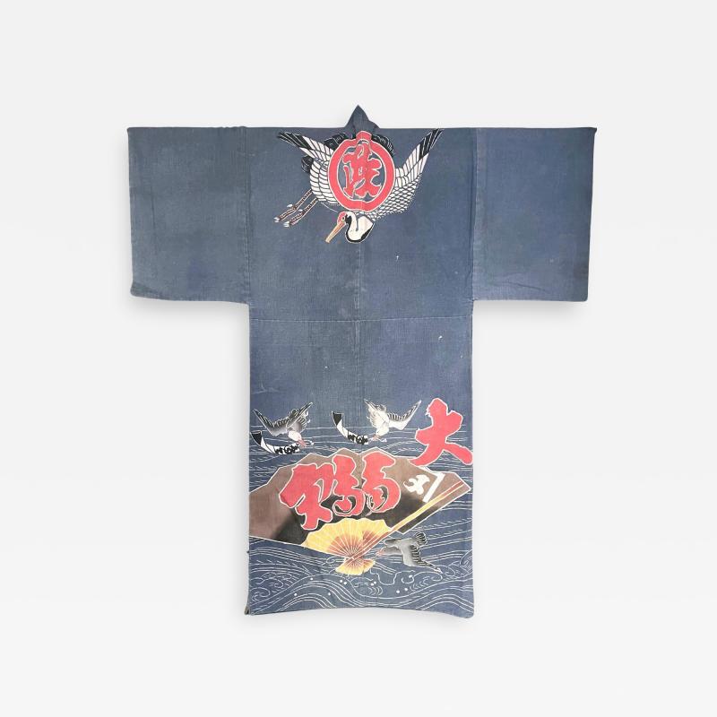 Japanese Fishing Festival Kimono with Tsutsugaki Design