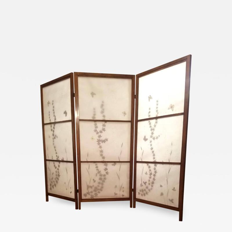 Japanese Floor Screen Shoji Paper Natural Elements Elmwood Fitted Frame 1960