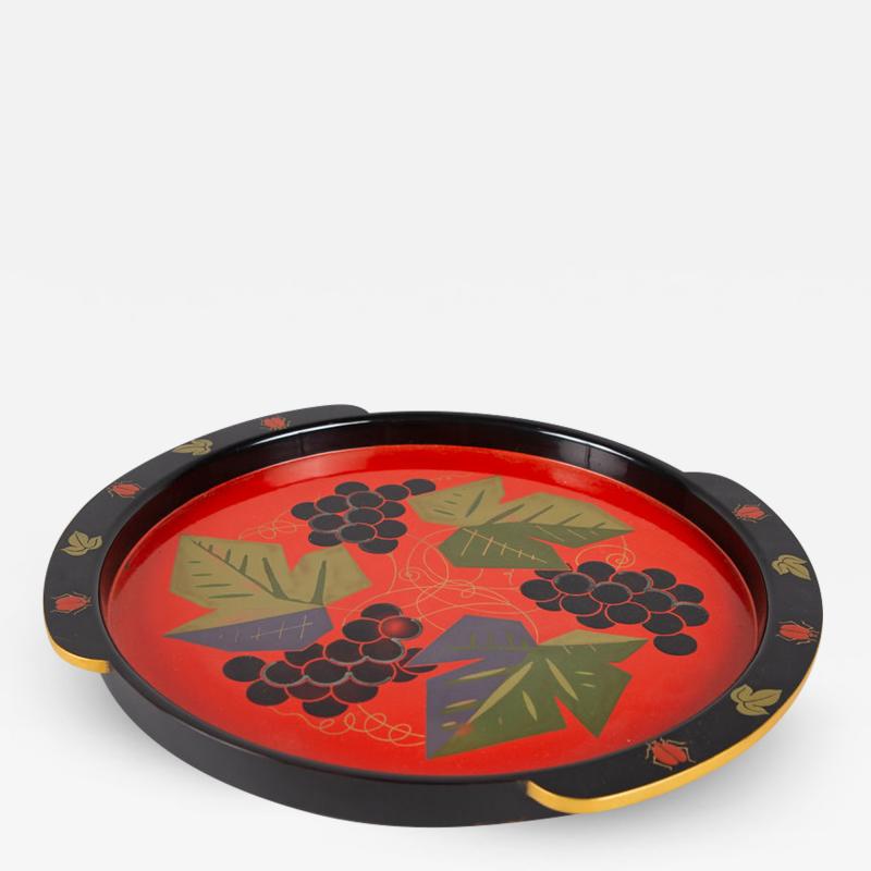 Japanese Lacquer Tray with Grape Design