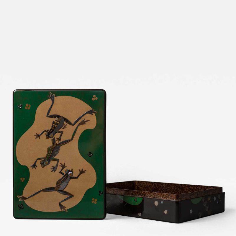 Japanese Lacquer Writing Box Suzuribako with Frog Design