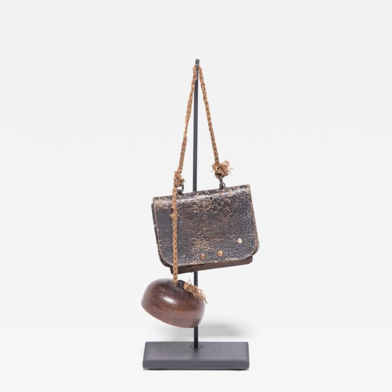 Japanese Leather Tobacco Pouch and Netsuke