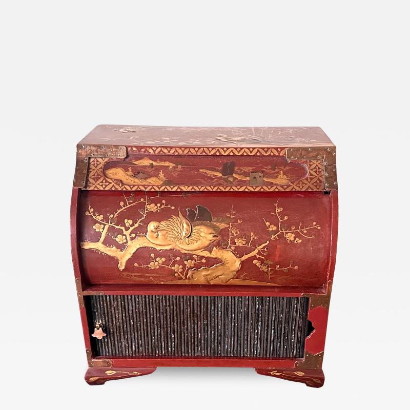 Japanese Maki e Lacquered Wood Kodansu Small Chest with Drawers Meiji Period