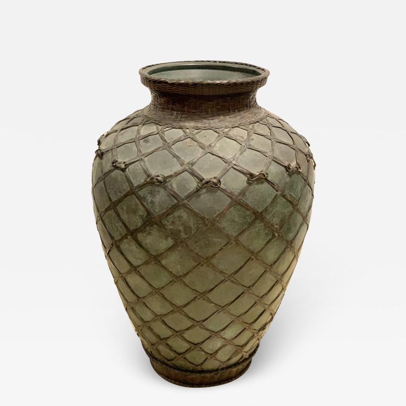 Japanese Meiji Basket Form Bronze Vase