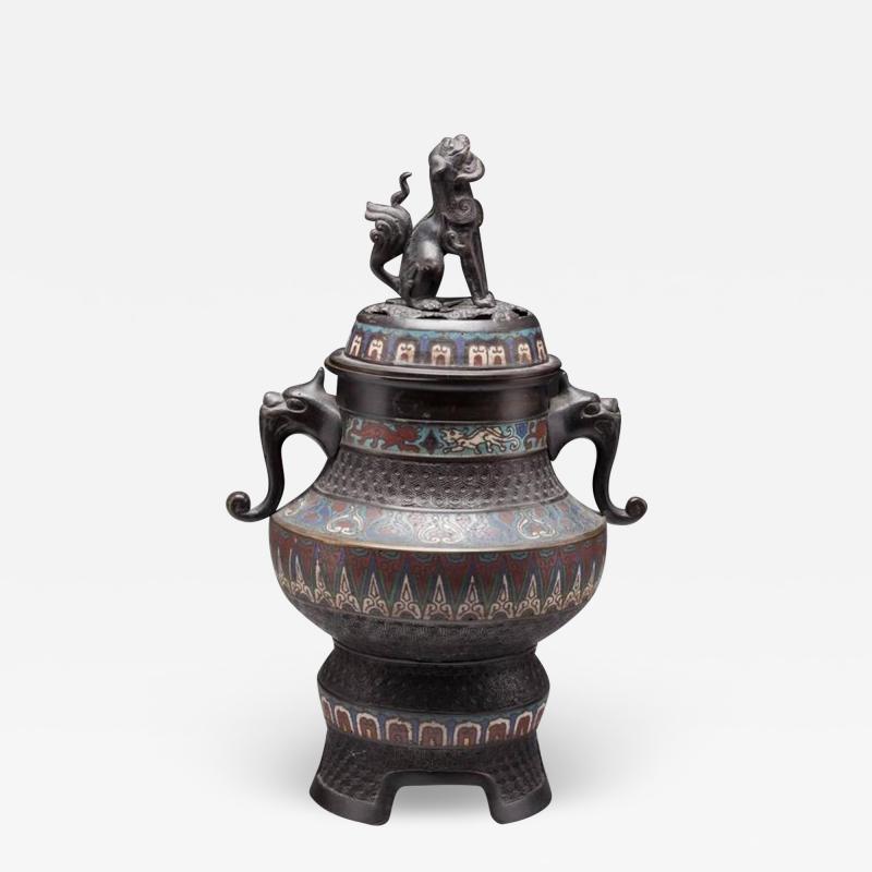 Japanese Meiji Period Cloisonne Bronze Censer