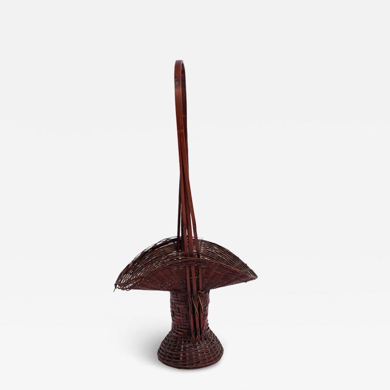 Japanese Mission Wicker Flower Basket Shaped Vase