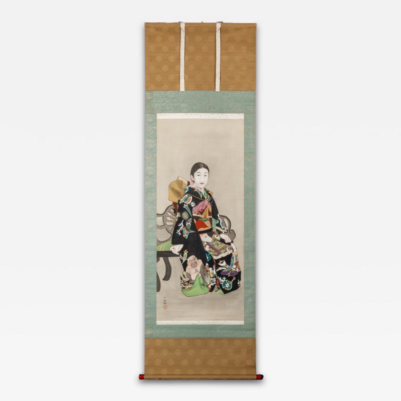 Japanese Scroll Oiran A Courtesan 