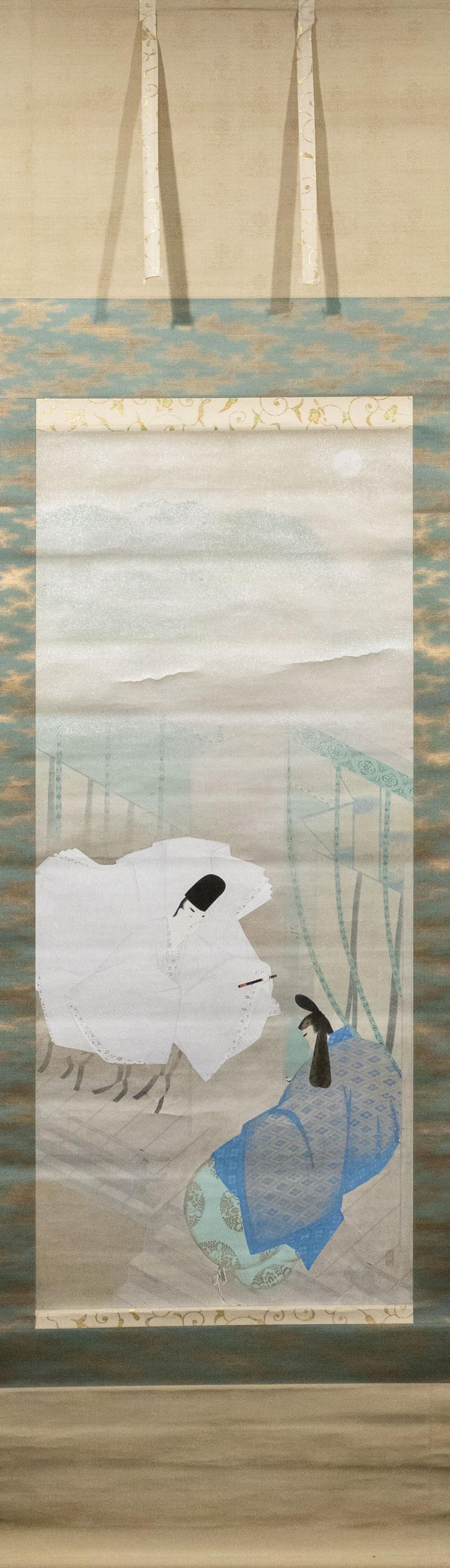 Japanese Scroll Scene From the Tale of Genji