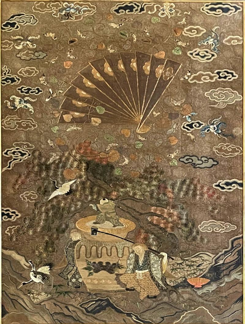 Japanese Silk Embroidery Tapestry Meiji Period