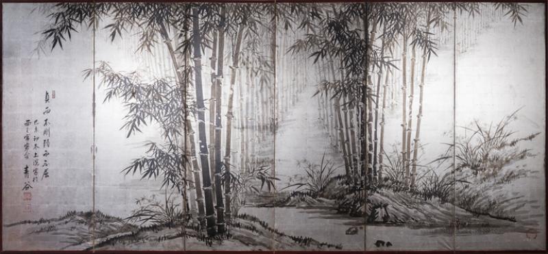 Japanese Six Panel Screen Bamboo Forest in Kyoto