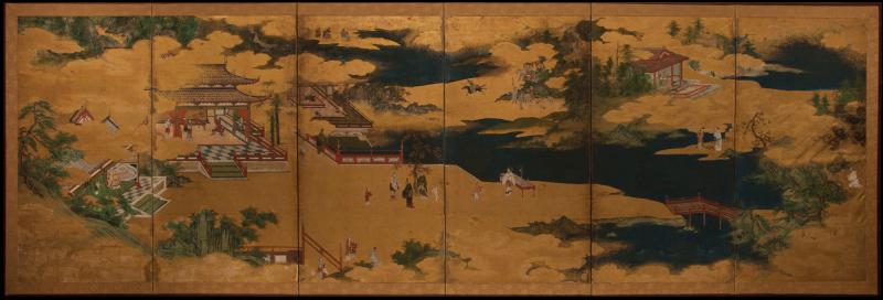 Japanese Six Panel Screen Nijushi ko The Twenty Four Paragons of Filial Piety 