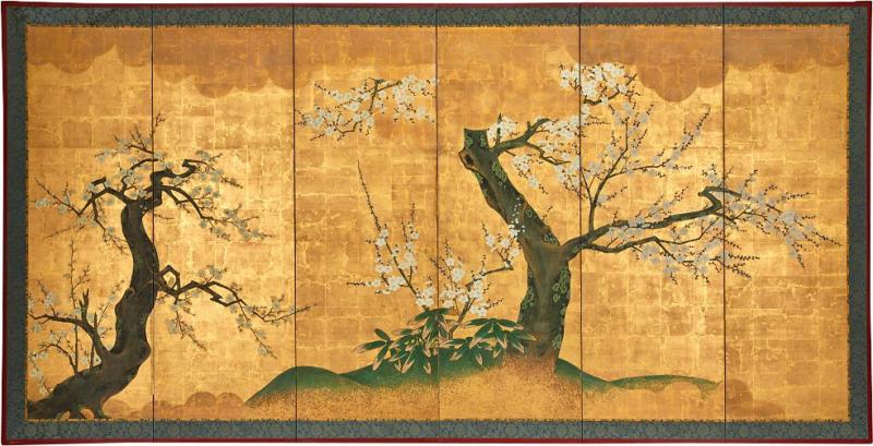 Japanese Six Panel Screen Springtime Cherry