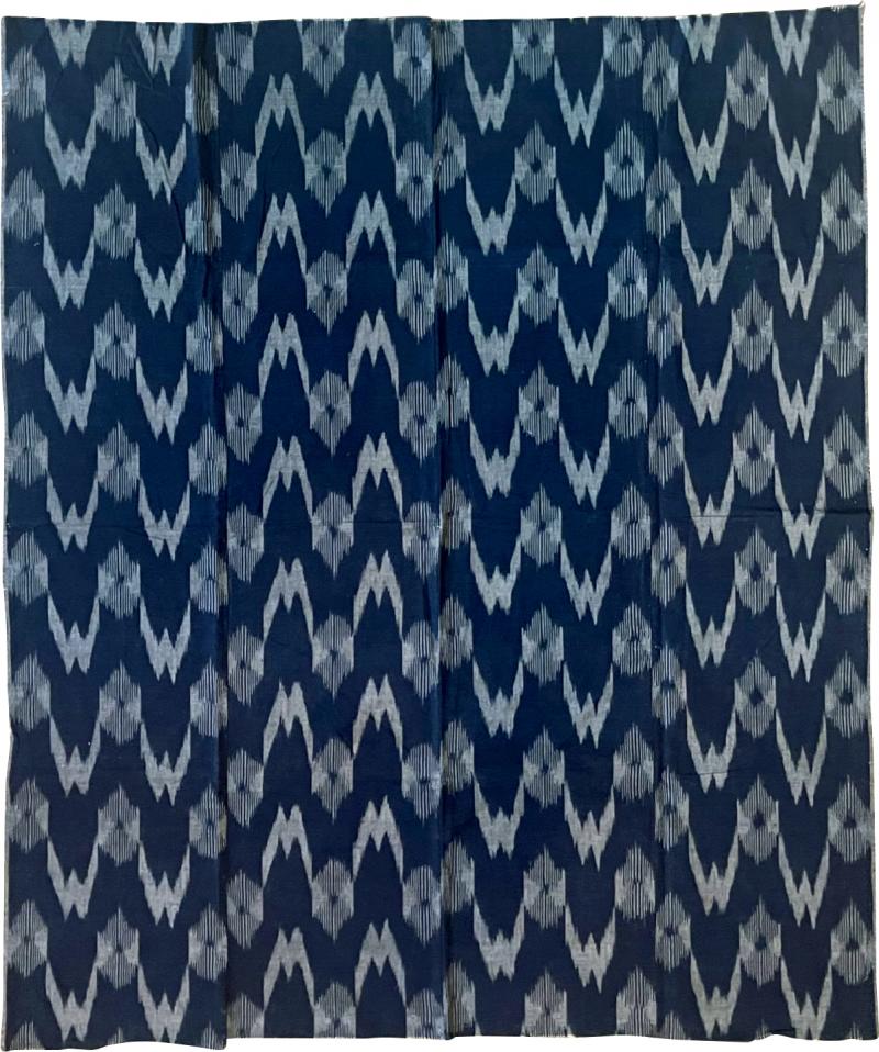 Japanese Vintage Indigo Woven Ikat Gasuri Textile Panel