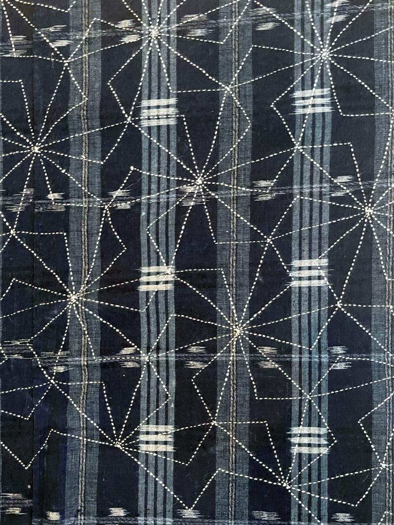 Picture Idea: Japanese Vintage Indigo Woven Ikat Gasuri With Sashiko Textile Panel