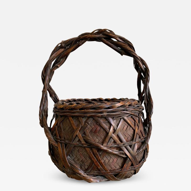 Japanese Wagumi Handled Bamboo Basket Ikebana