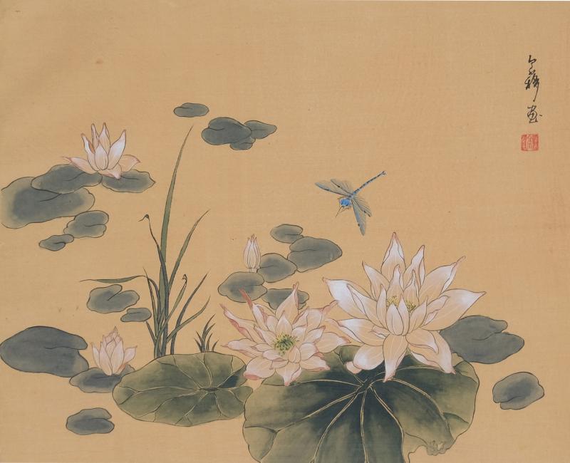 Japanese Waterlilies Watercolor Signed