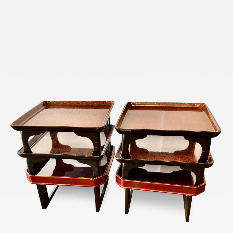 Japanese lacquer Footed Trays Set of Three