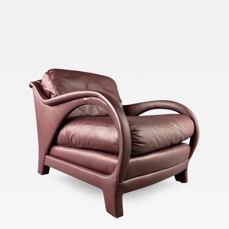 Jay Spectre Jay Spectre Tycoon Leather Lounge Chair in Burgundy For Century