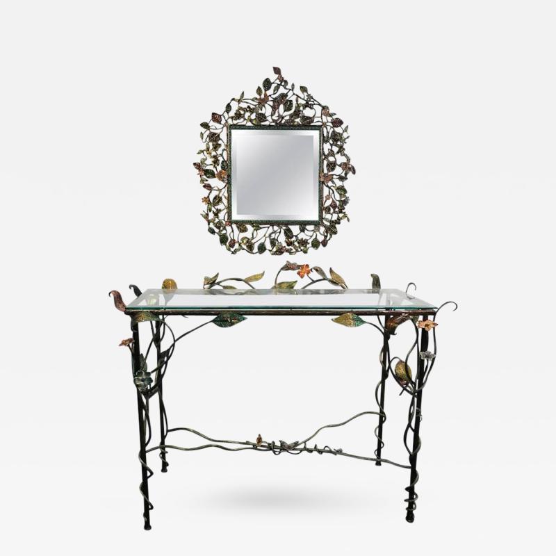 Jay Strongwater Incredible Jay Strongwater Flora and Fauna Jewel Encrusted Mirror and Console