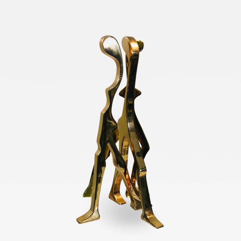 Jean Arp EXCEPTIONAL ABSTRACT POLISHED BRASS SCULPTURE ON SQUARE CHROME BASE