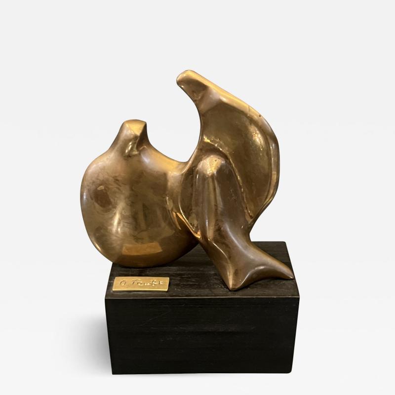 Jean Arp MODERNIST ABSTRACT TRIO OF BRASS BIRDS SCULPTURE SIGNED