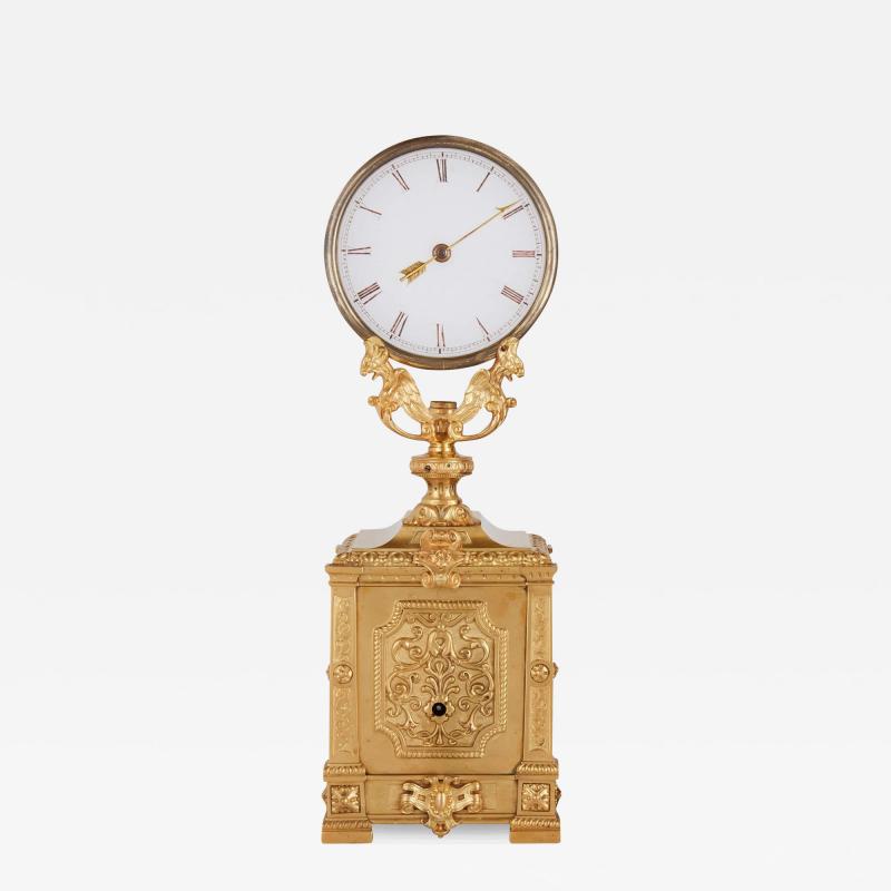 Jean Auguste Robert Houdin Antique gilt brass and frosted glass mystery clock by Robert Houdin