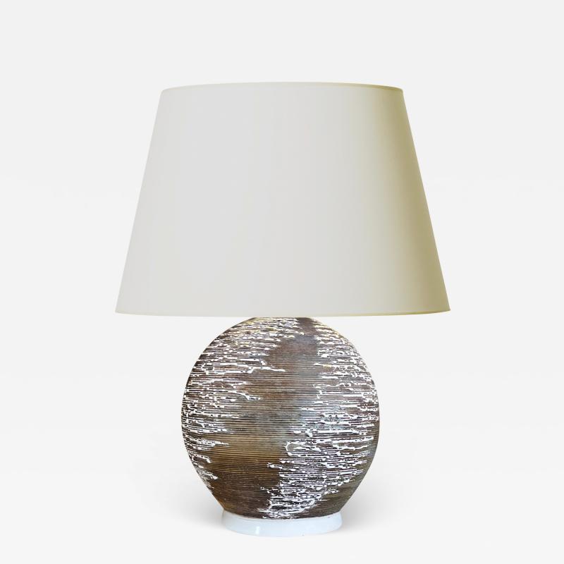 Jean Besnard Large Scale Crispe Glazed Lamp in the Style of Besnard