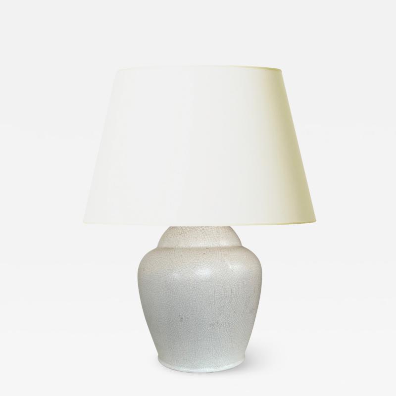 Jean Besnard White Craquel Glaze Lamp in the Style of Jean Besnard