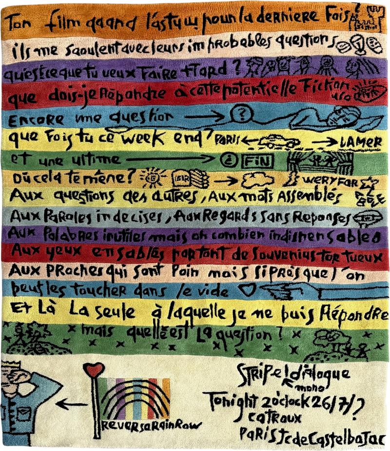 Jean Charles Castelbajac Stripe dialogue rug by J C de Castelbajac Ed Tai Ping France circa 1990