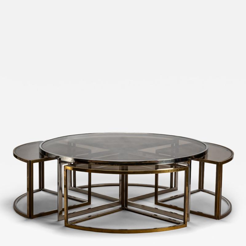 Jean Charles Circular low table in brass and glass by Jean Charles France 1970s