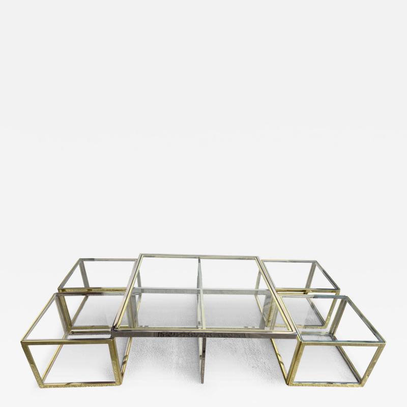 Jean Charles Coffee table including four nesting side tables Paris France circa 1970