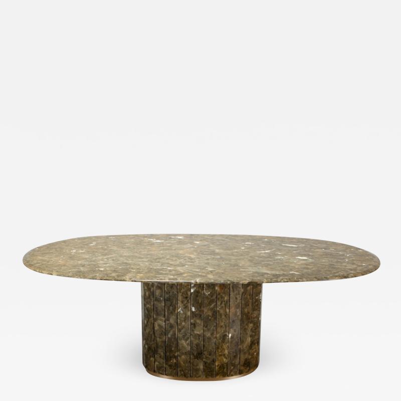 Jean Charles Jean Charles Onyx and Gold Leaf Marble and Brass Dining Table 1970s
