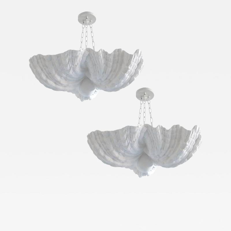Jean Charles Moreux 2 French Plaster Shell Chandeliers Pendants by Jean Charles Moreux 1930