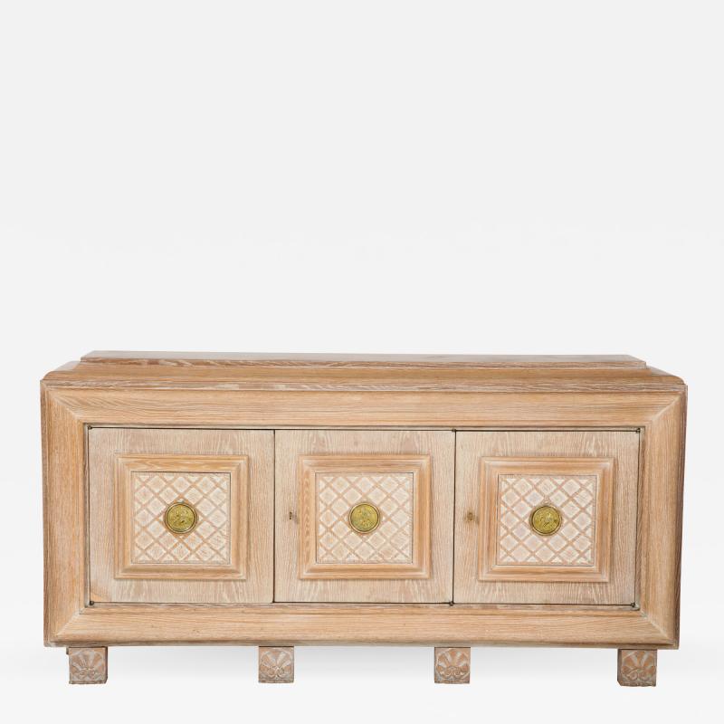 Jean Charles Moreux French Art Deco Cerused Oak Sideboard or Cabinet
