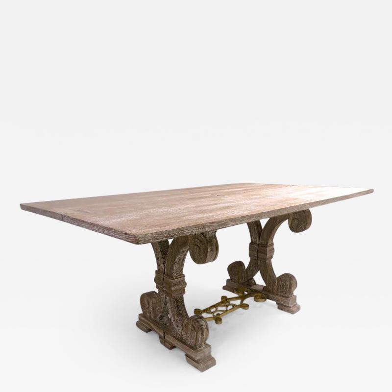 Jean Charles Moreux J C Moreux cerused superb oak folding dinning table or console