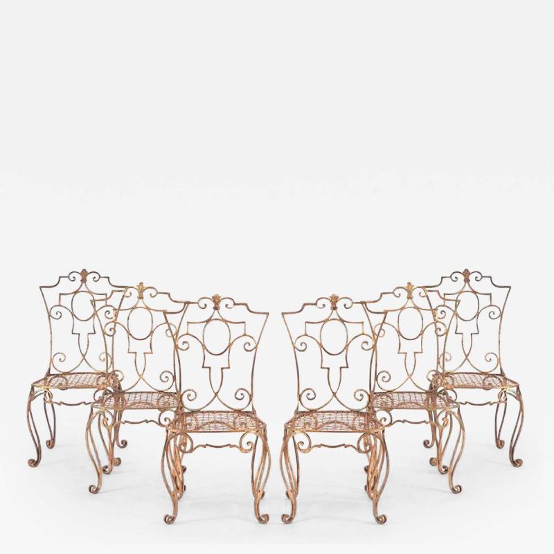 Jean Charles Moreux Jean Charles Moreux Gilt Iron Chairs Set of 6