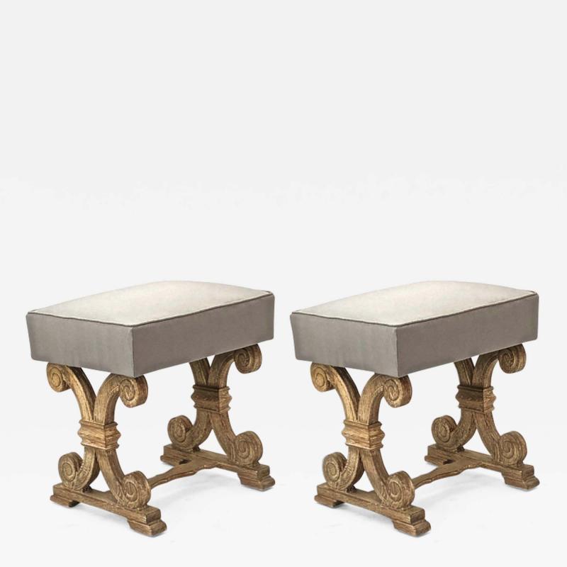 Jean Charles Moreux Jean charles moreux pair of oak carved cerused stools