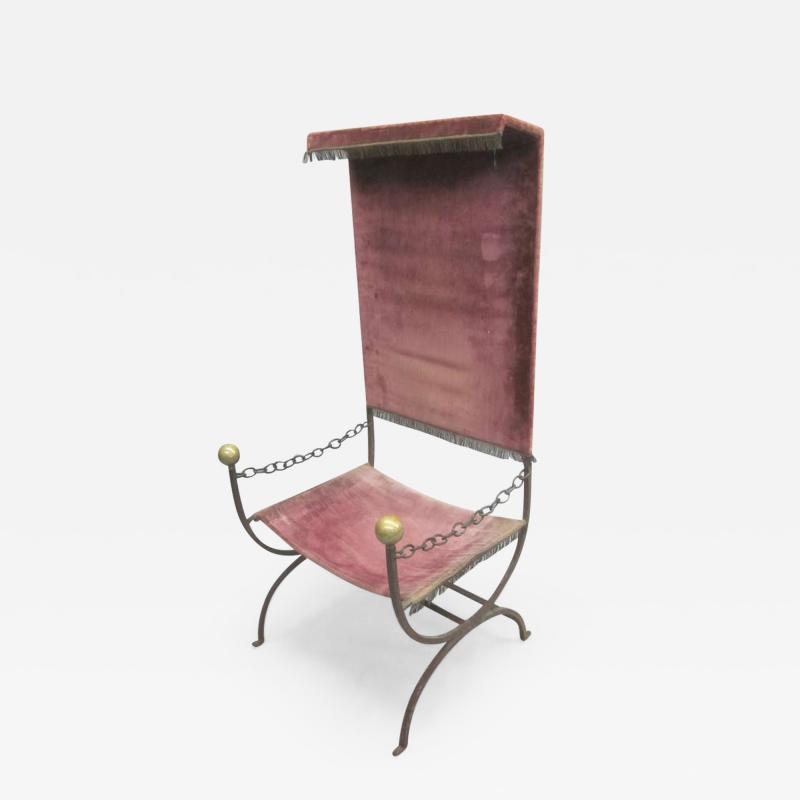 Jean Charles Moreux Modern Neoclassical Iron Throne Lounge Chair Jean Charles Moreux Attributed