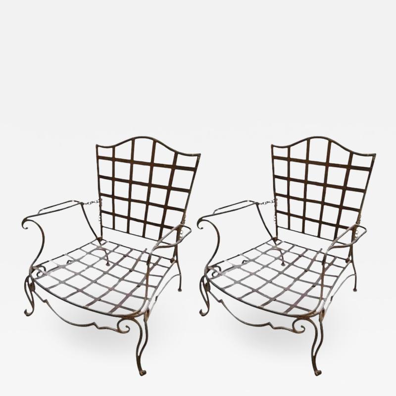 Jean Charles Moreux Pair of Classic 1940 s JC Moreux Wrought Iron Chairs