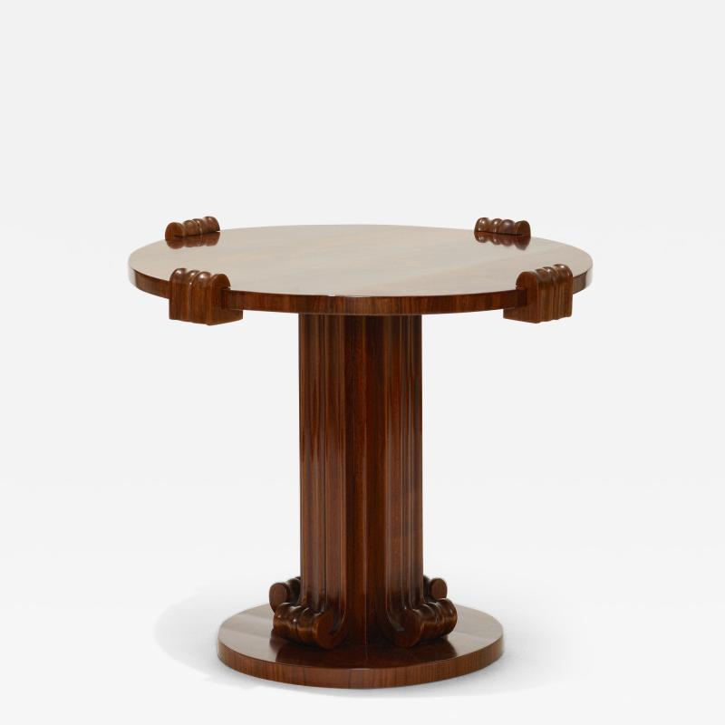 Jean Charles Moreux Sculptural Low Round Table in Figured Walnut by Jean Charles Moreux