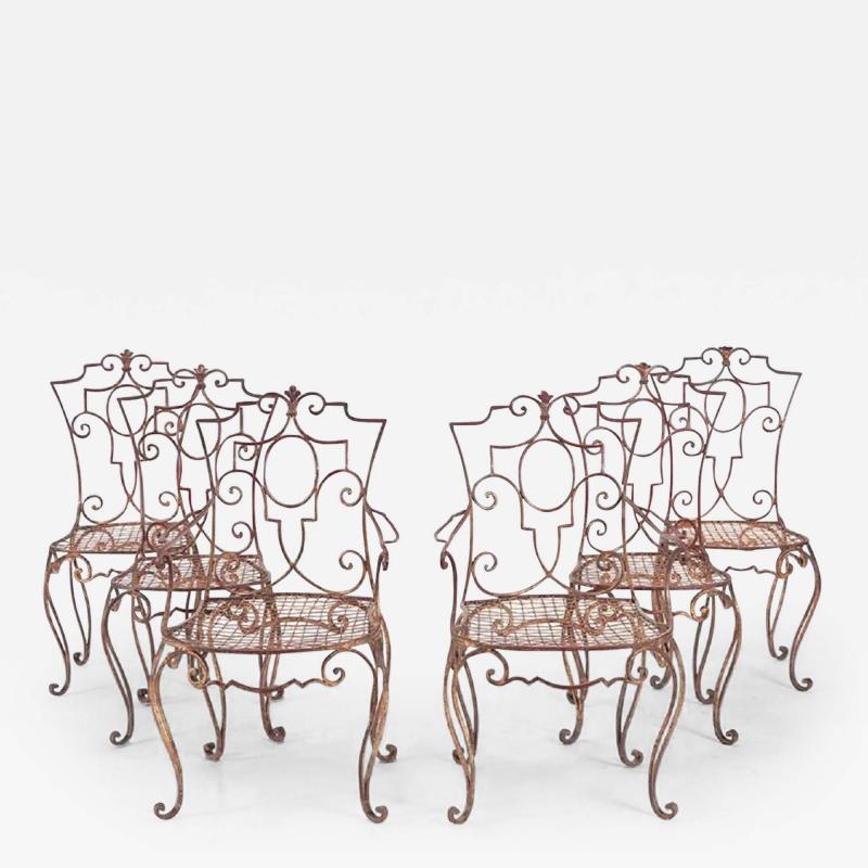 Jean Charles Moreux Set of 6 Jean Charles Moreau French Iron Chairs