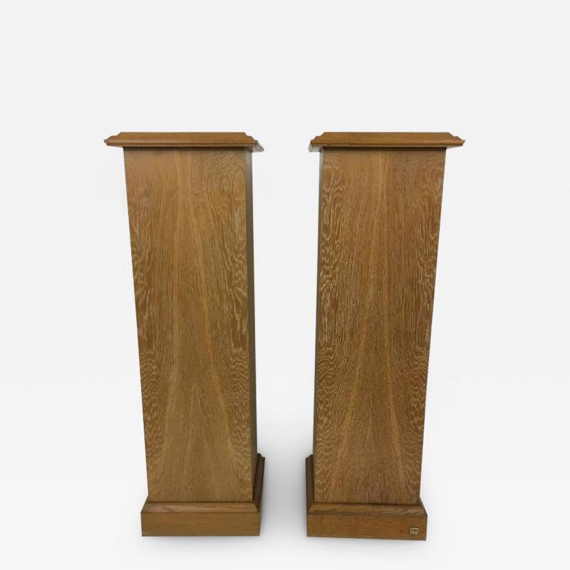 Jean Claude Mahey Cerused and Travertine Pedestals