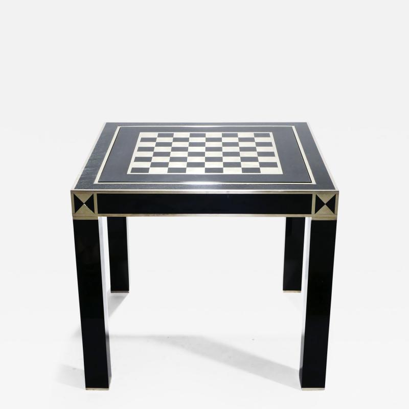 Jean Claude Mahey J C Mahey lacquered and brass game table 1970s