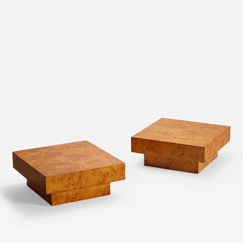 Jean Claude Mahey PAIR OF ELM BURL COFFEE TABLES 1970s