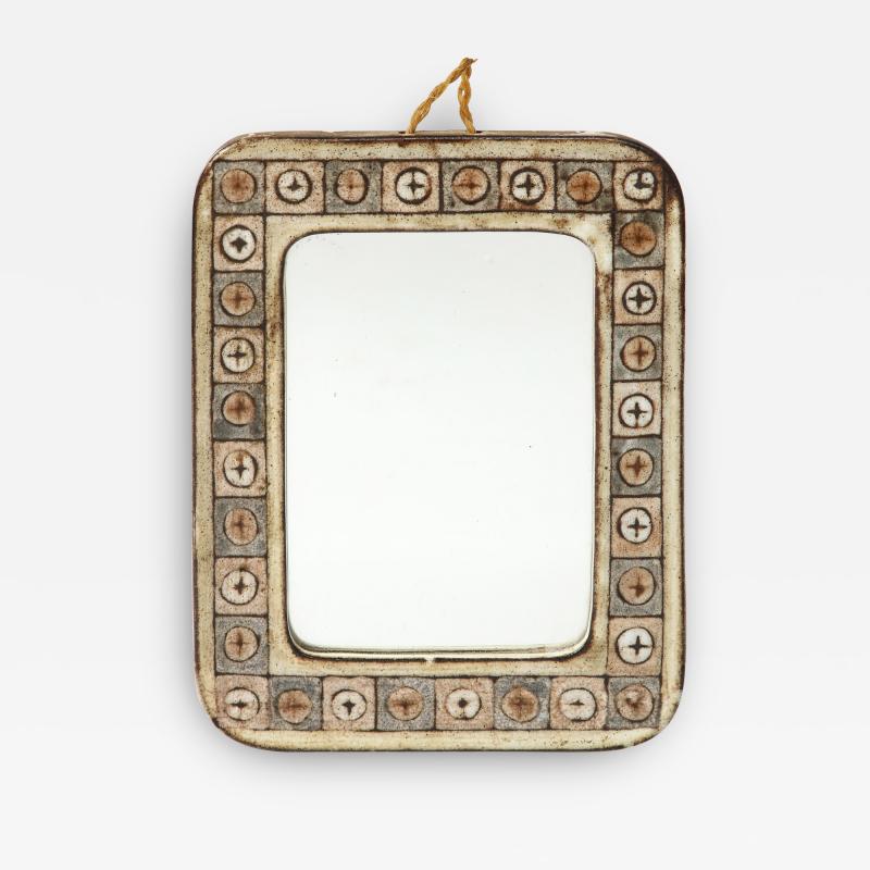 Jean Claude Malarmey Glazed Ceramic Wall Mirror by Jean Claude Malarmey Vallauris France