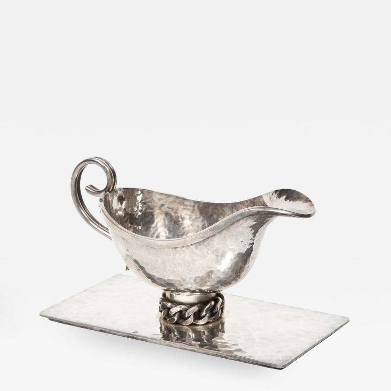 Jean Despres Jean Despres 1889 1980 A Silvered Metal Gravy Sauce Boat on Stand 1966