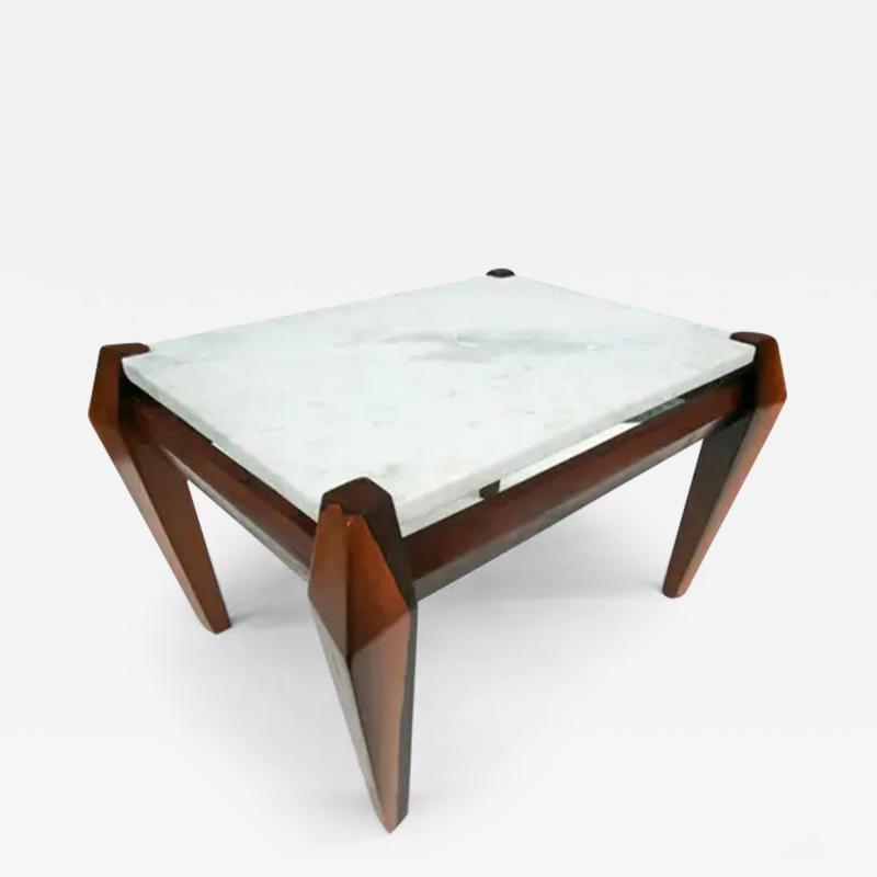 Jean Gillon Brazilian Modern Coffee Table in Hardwood Marble Jean Gillon 1968 Brazil